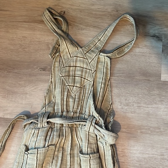 $128 NWT FREE PEOPLE ONE BALLAST STRIPED BELTED OVERALL JUMPSUIT MOSS Sz S - Picture 10 of 11